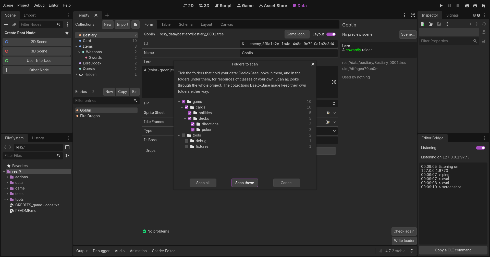 Choosing the folders to scan